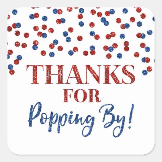 赤い青感謝していの紙吹雪 スクエアシール (正面)