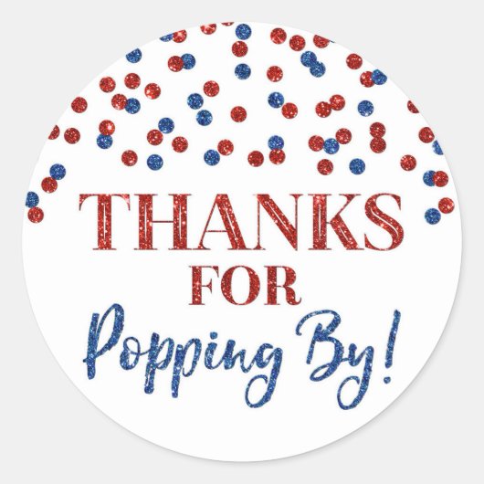 赤い青感謝していの紙吹雪 ラウンドシール (正面)