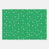 赤い青緑の白い星-完璧なクリスマス ラッピングペーパーシート (正面3)