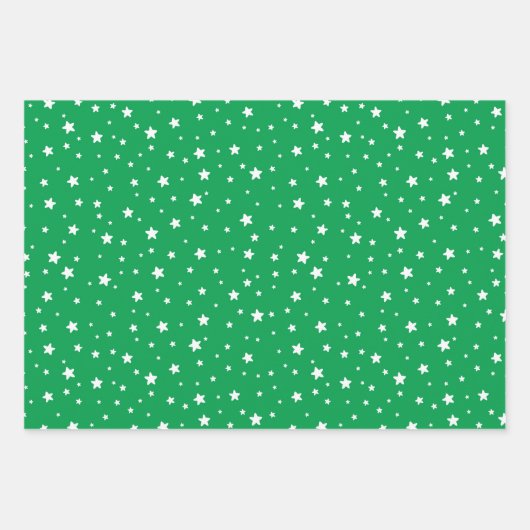 赤い青緑の白い星-完璧なクリスマス ラッピングペーパーシート (正面3)