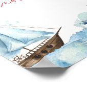 赤い青航海のの赤ちゃんシャワーありがとうござ来う ポスター (角)