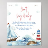 赤い青航海のの赤ちゃんシャワーベビー ポスター (正面)