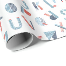 赤い青色の白のアルファベット