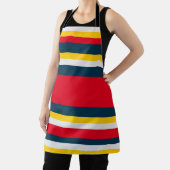 赤い青色の黄色の均一ストライプ エプロン (インサイチュ)