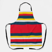 赤い青色の黄色の均一ストライプ エプロン (正面)