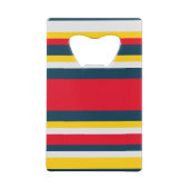 赤い青色の黄色の均一ストライプ クレジットカード栓抜き (裏面)