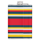 赤い青色の黄色の均一ストライプ フラスク (裏面)