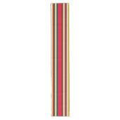 赤い青色の黄色の均一ストライプ ロングテーブルランナー (正面)