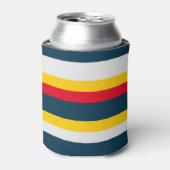 赤い青色の黄色の均一ストライプ 缶クーラー (缶正面)
