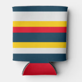 赤い青色の黄色の均一ストライプ 缶クーラー (正面)