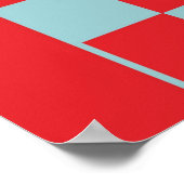 赤い青6月市松模様に月のカレンダー ポスター (角)