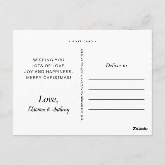 赤い非常に陽気なクリスマスフォトホリデー ポストカード (裏面)