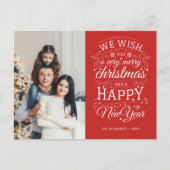 赤い非常に陽気なクリスマスフォトホリデー ポストカード (正面)