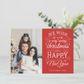 赤い非常に陽気なクリスマスフォト シーズンカード (スタンド正面)