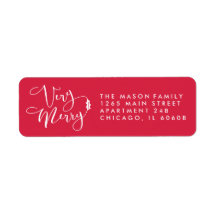 赤い非常に陽気なクリスマス差出人住所ラベル