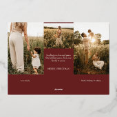 赤い非常に陽気なクリスマス4つの写真水平 箔シーズンカード (裏面)