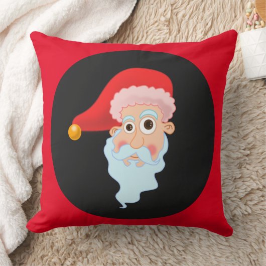 赤い面白いクリスマスサンタスロー枕 クッション (ブランケット)