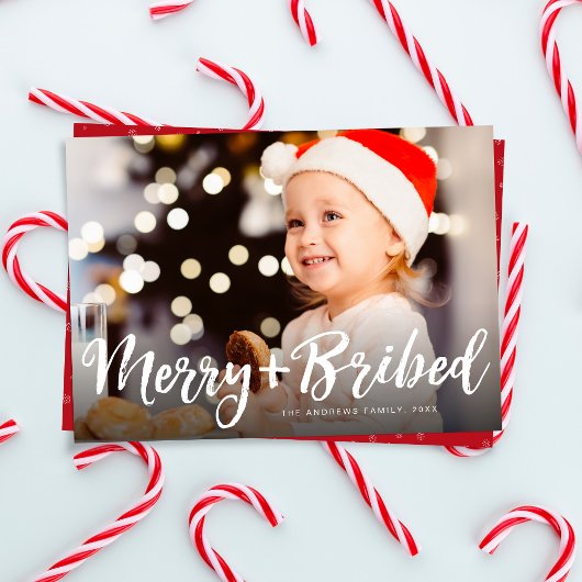赤い面白いクリスマス写真 シーズンカード