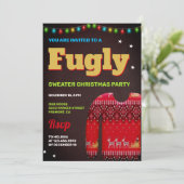 赤い面白いダサいセーター クリスマスパーティー 招待状 (スタンド正面)
