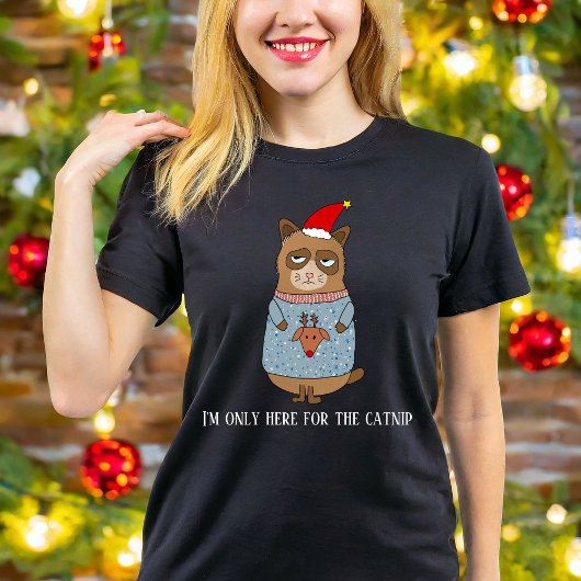 赤い面白い猫ママ クリスマス 猫好き Tシャツ