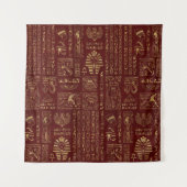 赤い革のエジプトのヒエログリフそして記号 タペストリー (正面)