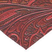 赤い革のエレガントな東洋の花の渦巻 ショートテーブルランナー (コーナー)