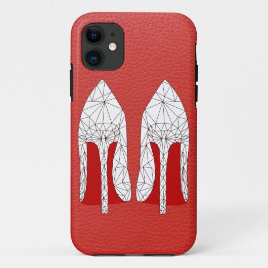 赤い革の小剣の網の三角形のスタイル Case-Mate iPhoneケース (裏面)