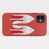 赤い革の小剣の網の三角形のスタイル Case-Mate iPhoneケース (裏面(横))