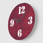 赤い革の模様に大胆な数字の顔 ラージ壁時計 (傾斜)