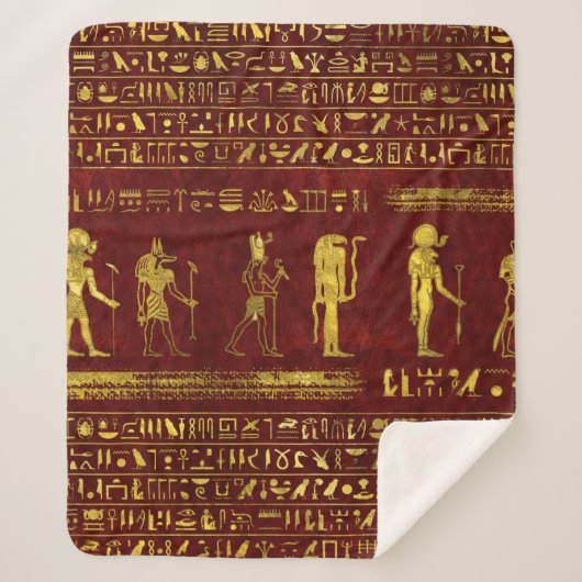 赤い革の金エジプトの神 シェルパブランケット (正面)