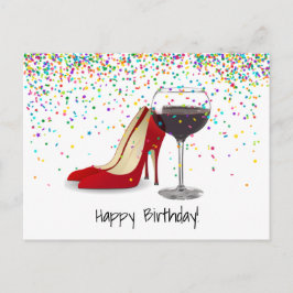 赤い靴と赤ワイン ポストカード