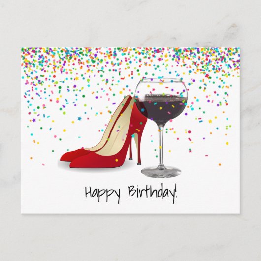 赤い靴と赤ワイン ポストカード (正面)