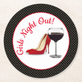 赤い靴と赤ワイン ラウンドペーパーコースター (正面)