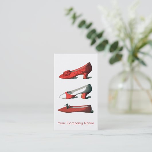 赤い靴の靴のデザインまたは修理 名刺 (スタンド正面)