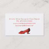 赤い靴の靴のデザインまたは修理 名刺 (裏面)