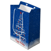 赤い靴下と野球のクリスマスツリー ミディアムペーパーバッグ (正面アングル)