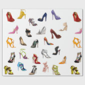 赤い靴黒は青いかかとの包装紙をポンプでくみます ラッピングペーパー (フラット)