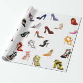 赤い靴黒は青いかかとの包装紙をポンプでくみます ラッピングペーパー (アンロールド)