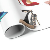 赤い靴黒は青いかかとの包装紙をポンプでくみます ラッピングペーパー (ロールコーナー)