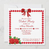 赤い靴、宝石とバラの花18誕生日 招待状 (裏面)