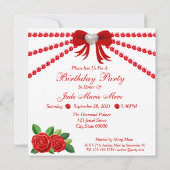 赤い靴、宝石とバラの花18誕生日 招待状 (裏面)