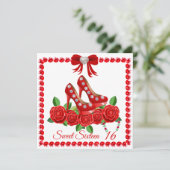 赤い靴、宝石、そしてローズフラワーのスイートシックスティーン 招待状 (スタンド正面)