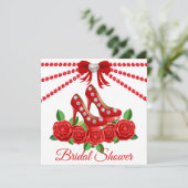赤い靴、宝石、バラのブライズシャワー 招待状 (スタンド正面)