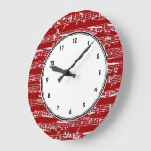 赤い音符の壁時計と数字 ラージ壁時計 (傾斜)
