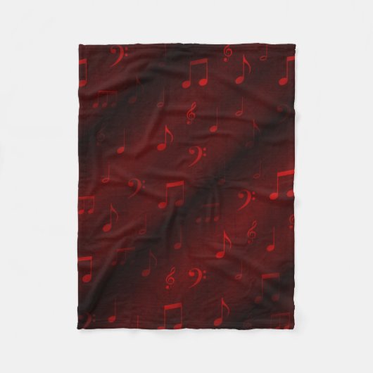 赤い音符 フリースブランケット (正面)