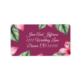 赤い頬のピンクの花 ラベル