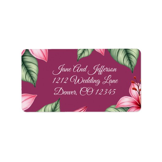 赤い頬のピンクの花 ラベル (正面)