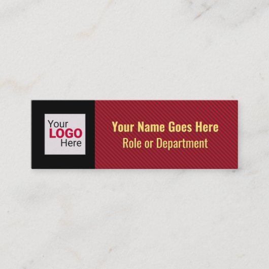 赤い頭が切れるストライプロゴとQRコードプロフェッショナル スキニー名刺 (正面)