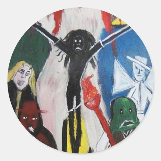 赤い頭のイエス様を恐れる ラウンドシール (正面)