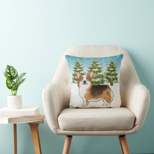 赤い頭のトライペンブロークコーギ冬のクリスマス クッション (椅子)